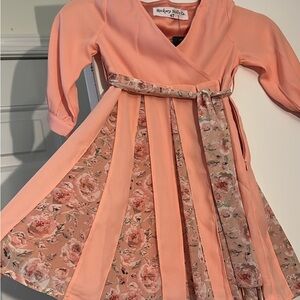 Peach Floral Kids Dress by